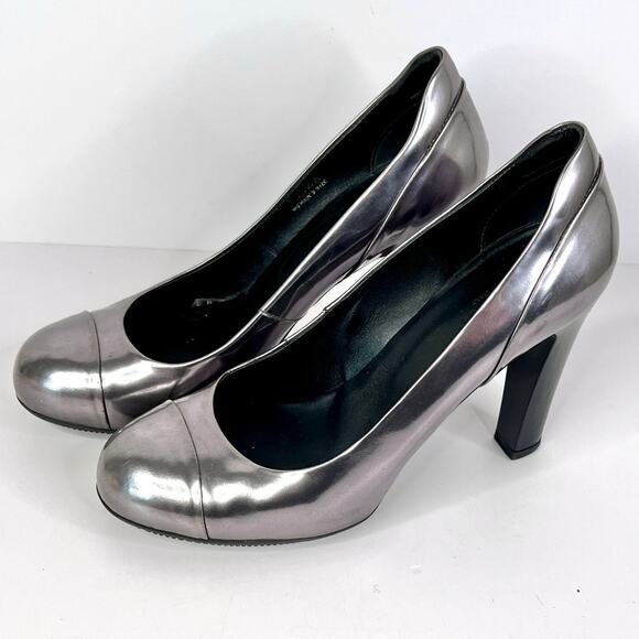 Hogan Women's Size 5 (eu 35.5) Metallic Silver 3.5 Inch Heels - Picture 5 of 12